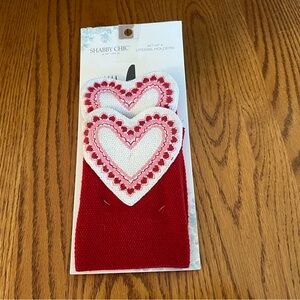 Shabby Chic Set of 4 Red & White Heart Utensil Holders